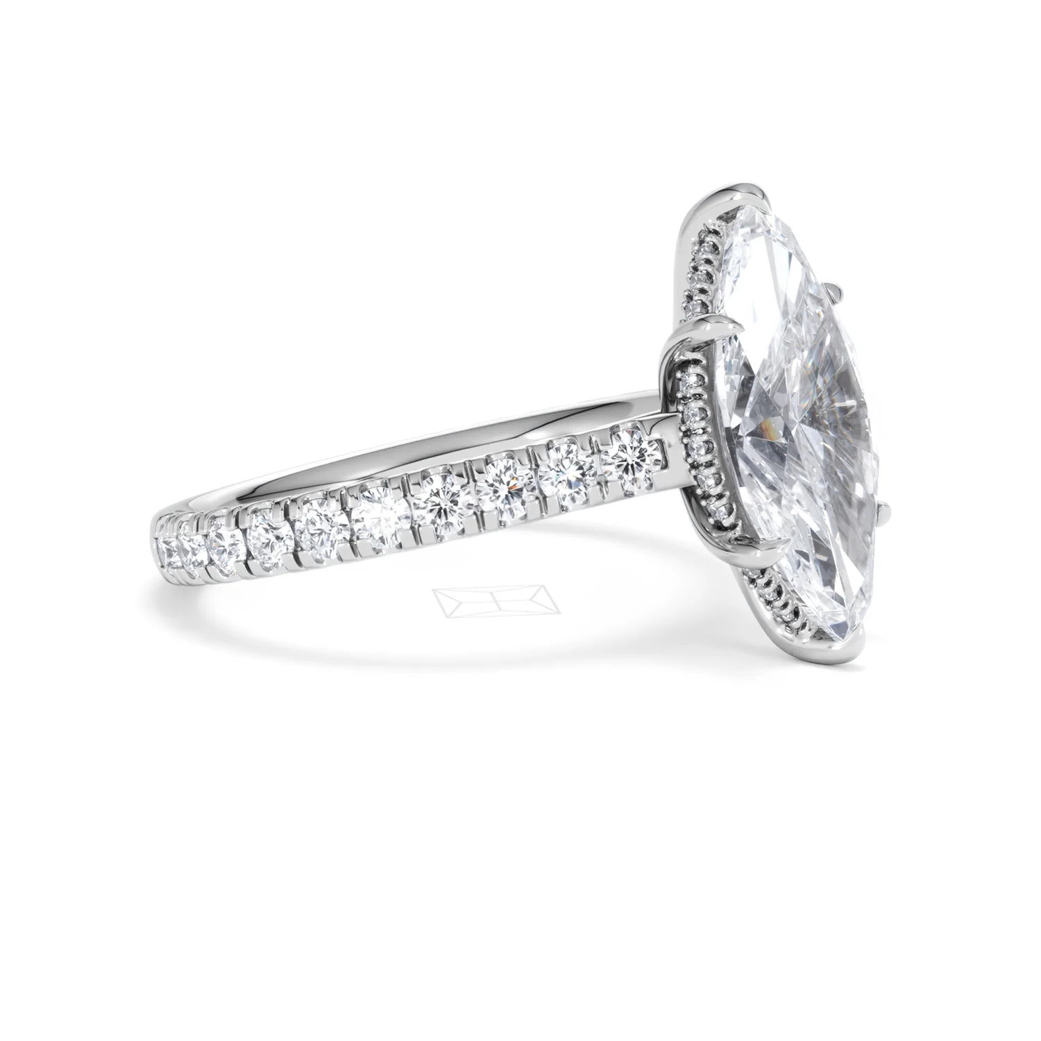 Amora Marquise 3.36ct Hidden Halo Lab Diamond Engagement Ring With Side Stones Set in 18K White Gold - Image 20