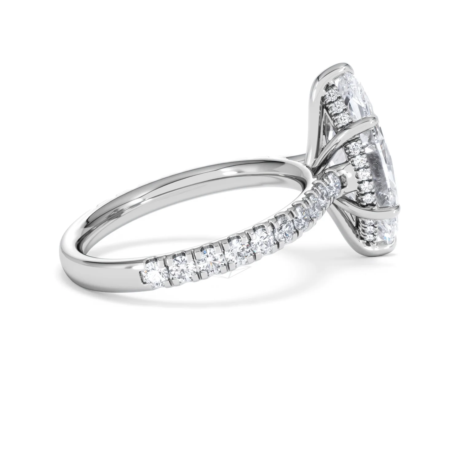 Amora Marquise 3.36ct Hidden Halo Lab Diamond Engagement Ring With Side Stones Set in 18K White Gold - Image 32