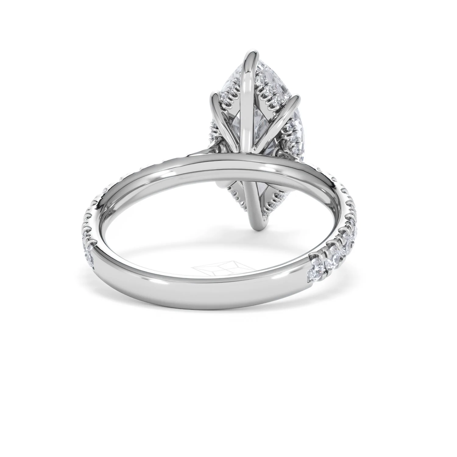 Amora Marquise 3.36ct Hidden Halo Lab Diamond Engagement Ring With Side Stones Set in 18K White Gold - Image 45