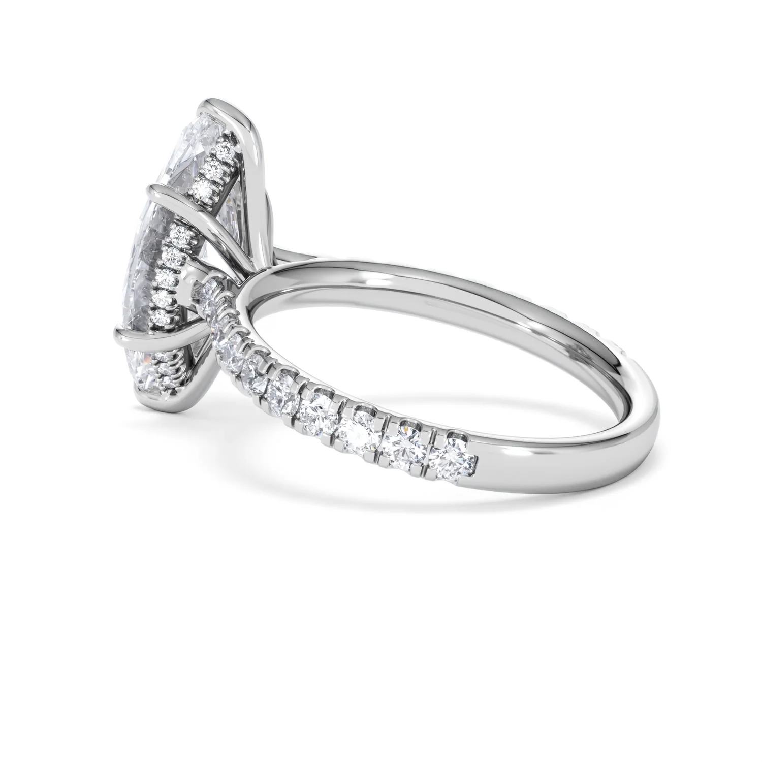 Amora Marquise 3.36ct Hidden Halo Lab Diamond Engagement Ring With Side Stones Set in 18K White Gold - Image 61