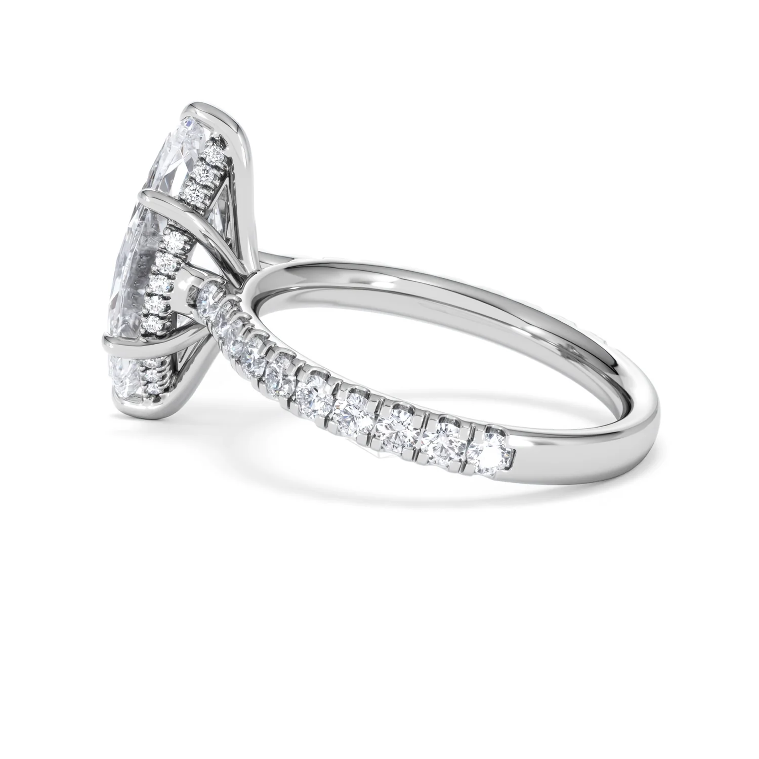 Amora Marquise 3.36ct Hidden Halo Lab Diamond Engagement Ring With Side Stones Set in 18K White Gold - Image 63