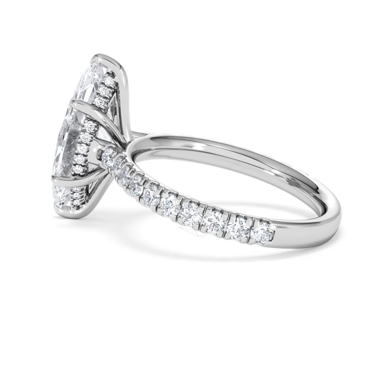 Amora Marquise 3.36ct Hidden Halo Lab Diamond Engagement Ring With Side Stones Set in 18K White Gold - Image 64