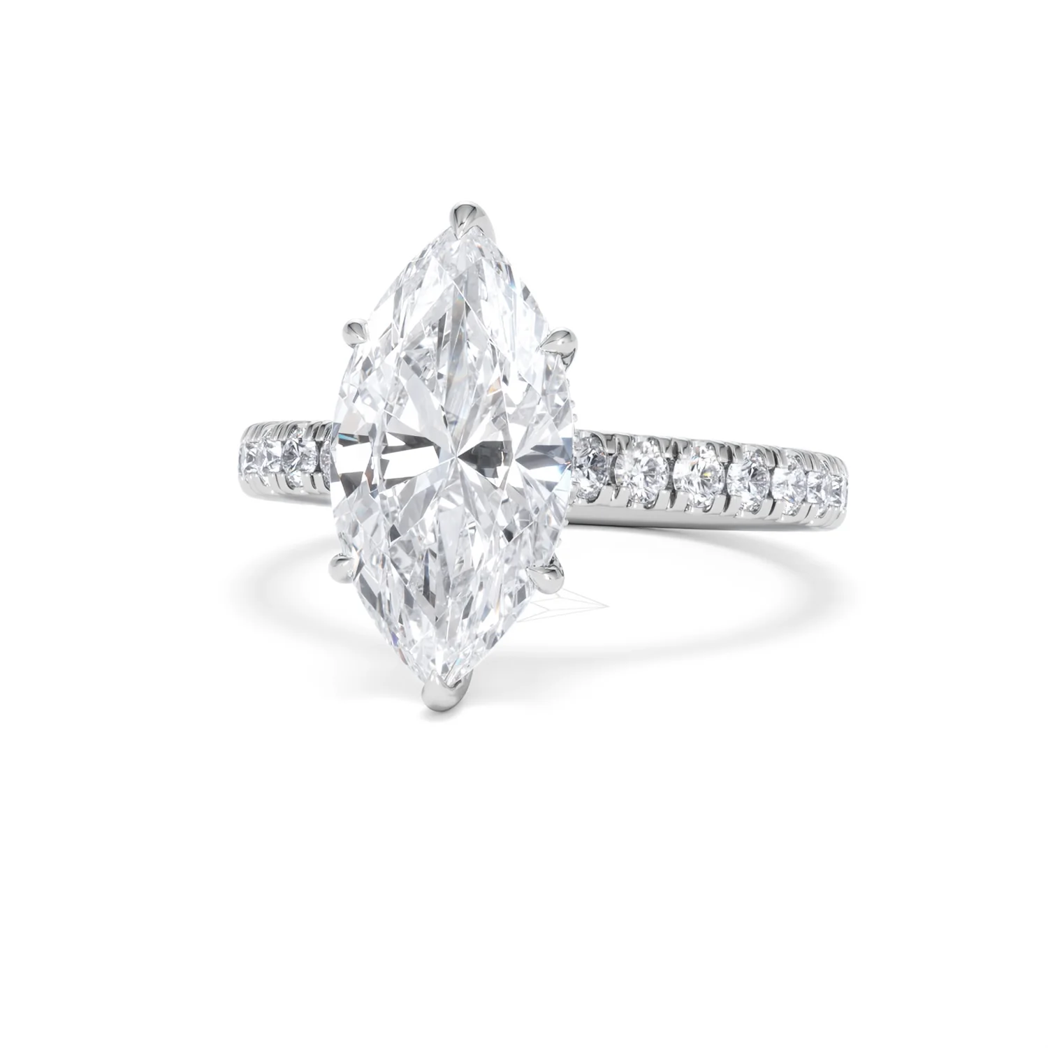 Amora Marquise 3.36ct Hidden Halo Lab Diamond Engagement Ring With Side Stones Set in 18K White Gold - Image 85