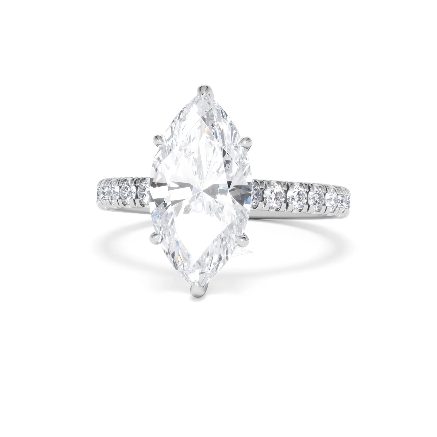 Amora Marquise 3.36ct Hidden Halo Lab Diamond Engagement Ring With Side Stones Set in 18K White Gold - Image 86