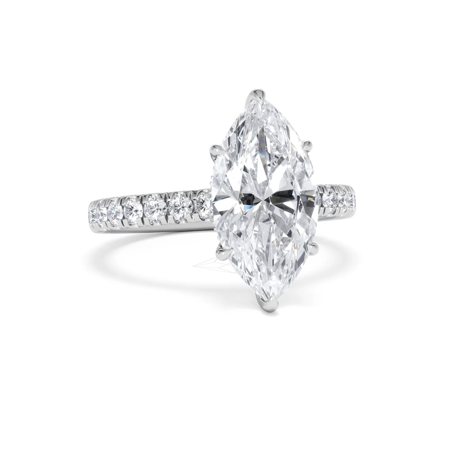 Amora Marquise 3.36ct Hidden Halo Lab Diamond Engagement Ring With Side Stones Set in Platinum - Image 11