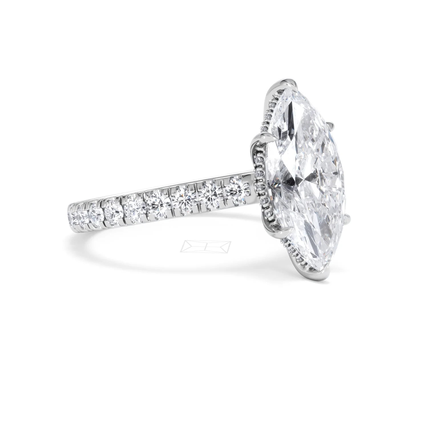 Amora Marquise 3.36ct Hidden Halo Lab Diamond Engagement Ring With Side Stones Set in Platinum - Image 17