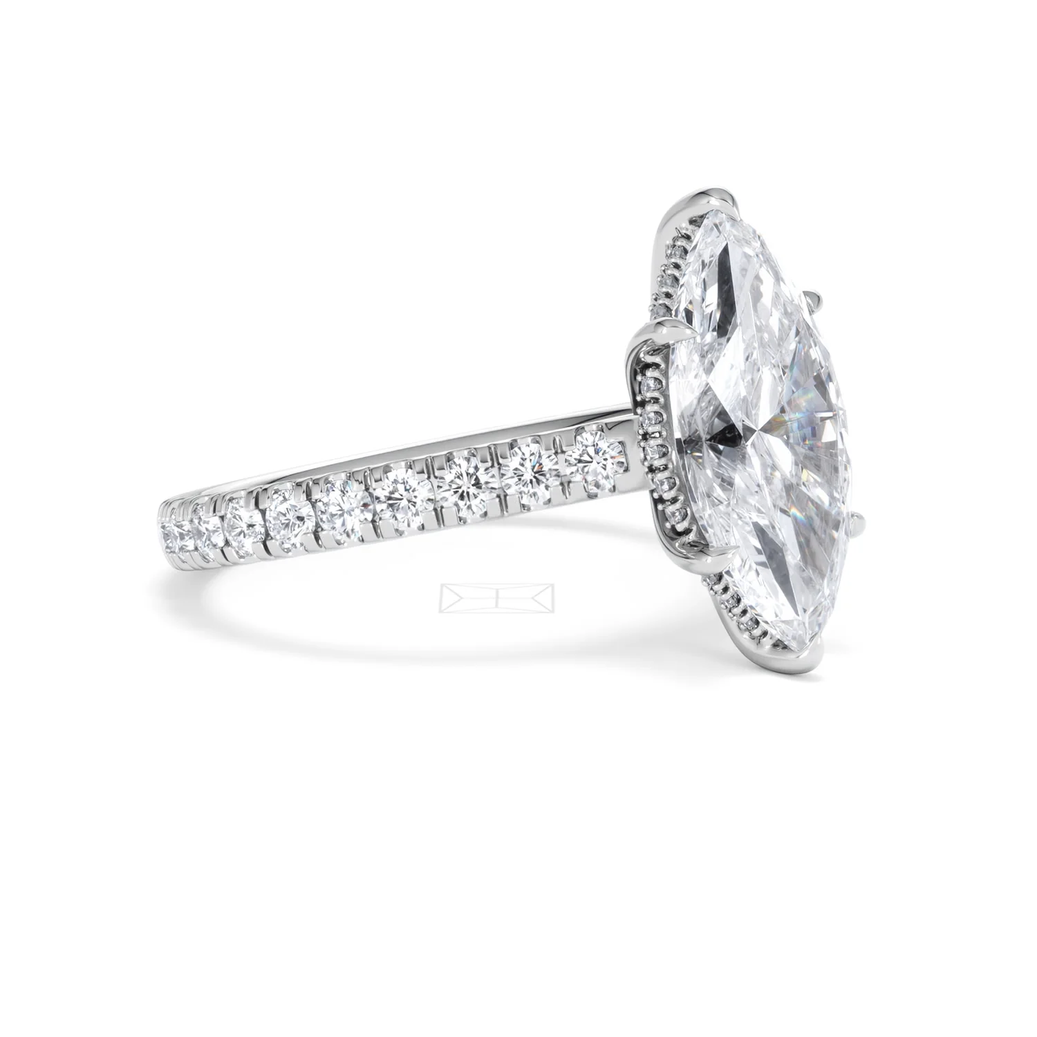 Amora Marquise 3.36ct Hidden Halo Lab Diamond Engagement Ring With Side Stones Set in Platinum - Image 18