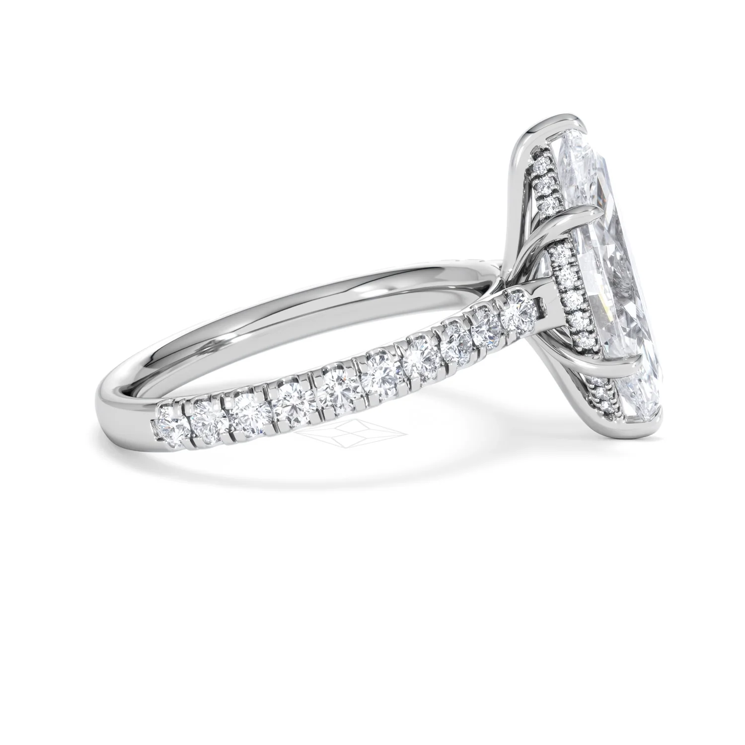 Amora Marquise 3.36ct Hidden Halo Lab Diamond Engagement Ring With Side Stones Set in Platinum - Image 27