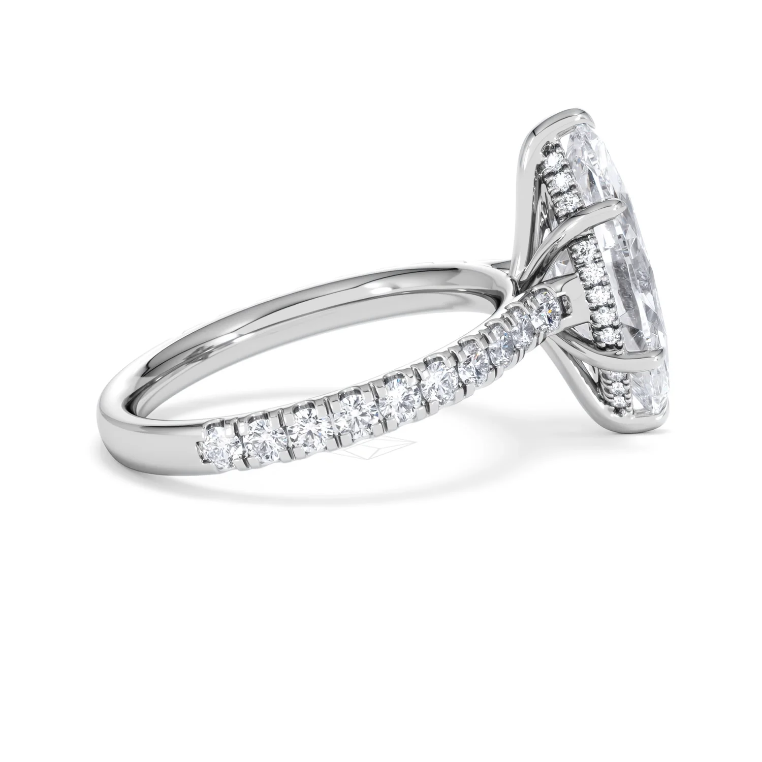 Amora Marquise 3.36ct Hidden Halo Lab Diamond Engagement Ring With Side Stones Set in Platinum - Image 30