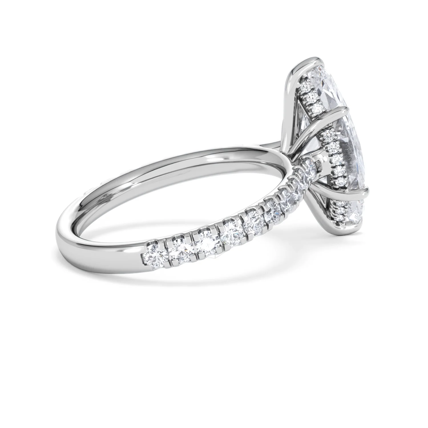 Amora Marquise 3.36ct Hidden Halo Lab Diamond Engagement Ring With Side Stones Set in Platinum - Image 33