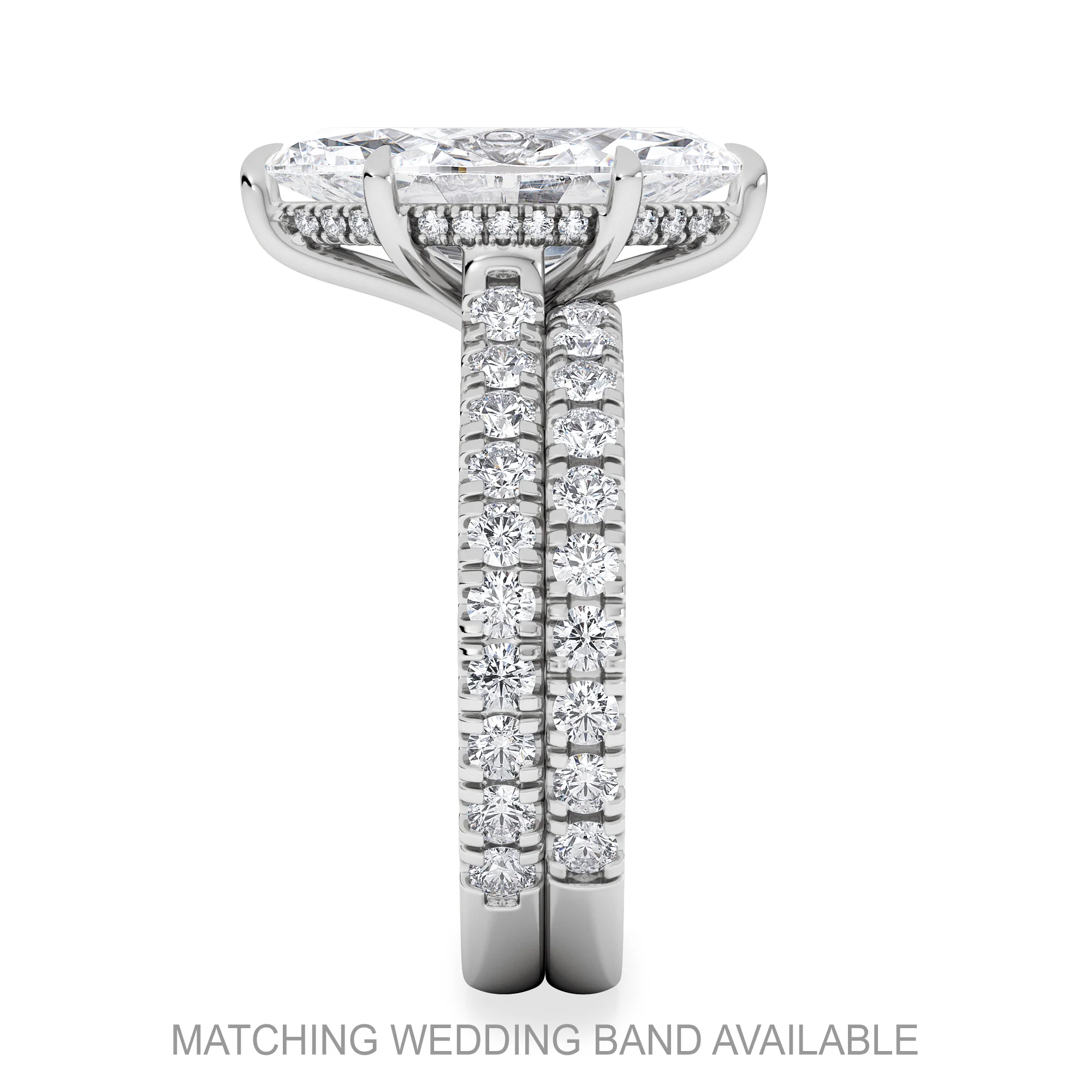 Amora Marquise 3.36ct Hidden Halo Lab Diamond Engagement Ring With Side Stones Set in Platinum - Image 5