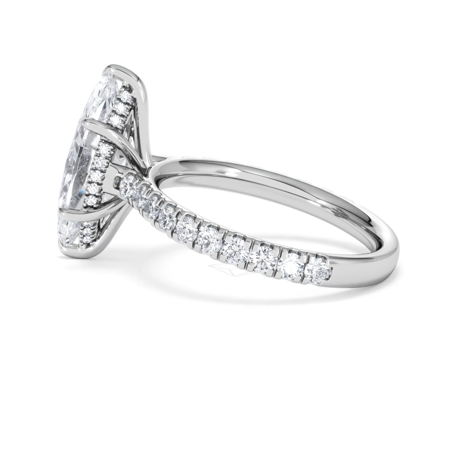 Amora Marquise 3.36ct Hidden Halo Lab Diamond Engagement Ring With Side Stones Set in Platinum - Image 65
