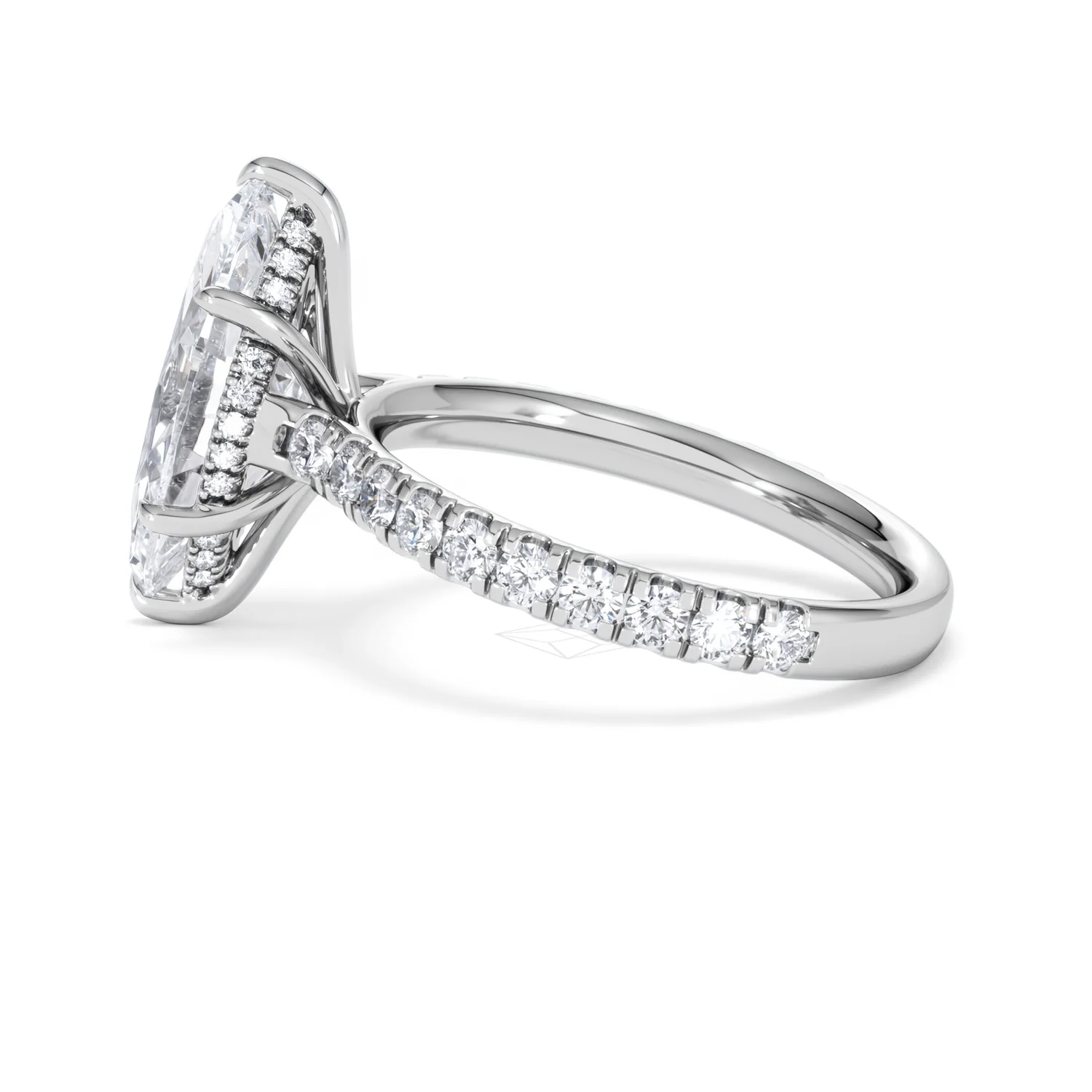 Amora Marquise 3.36ct Hidden Halo Lab Diamond Engagement Ring With Side Stones Set in Platinum - Image 66