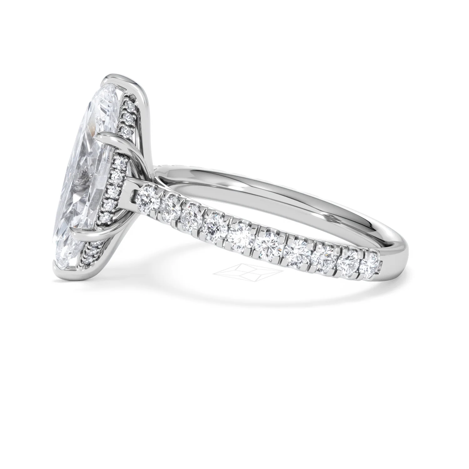 Amora Marquise 3.36ct Hidden Halo Lab Diamond Engagement Ring With Side Stones Set in Platinum - Image 70
