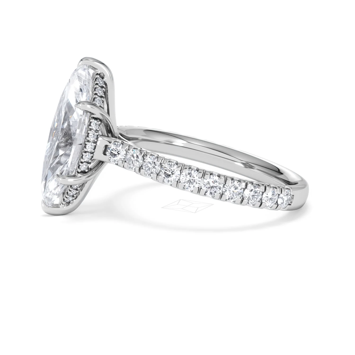 Amora Marquise 3.36ct Hidden Halo Lab Diamond Engagement Ring With Side Stones Set in Platinum - Image 71