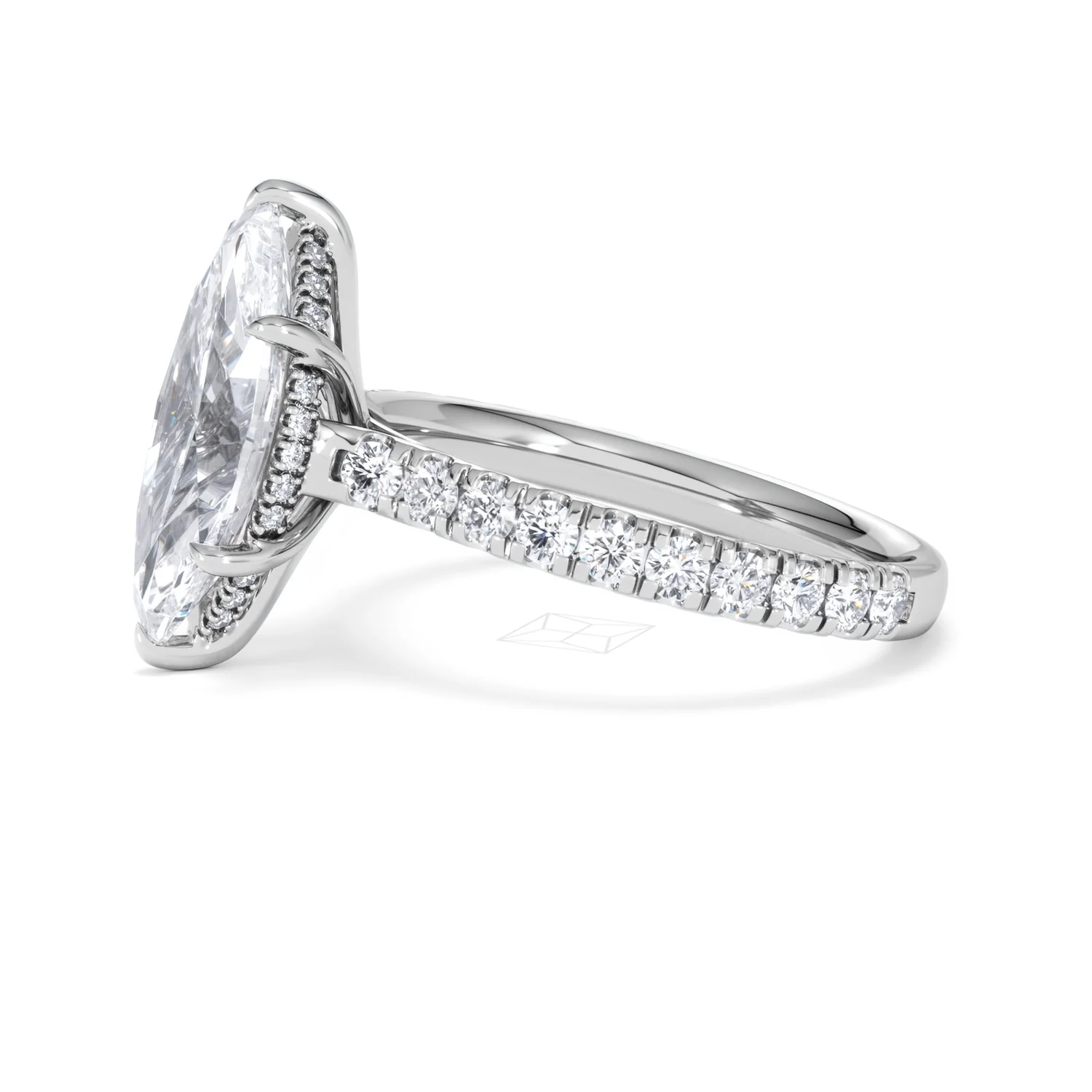 Amora Marquise 3.36ct Hidden Halo Lab Diamond Engagement Ring With Side Stones Set in Platinum - Image 72