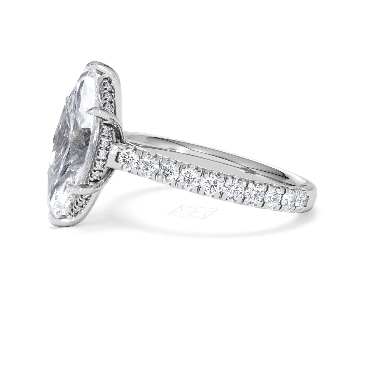 Amora Marquise 3.36ct Hidden Halo Lab Diamond Engagement Ring With Side Stones Set in Platinum - Image 73