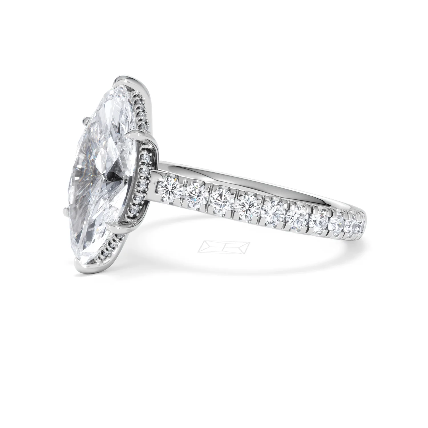 Amora Marquise 3.36ct Hidden Halo Lab Diamond Engagement Ring With Side Stones Set in Platinum - Image 76