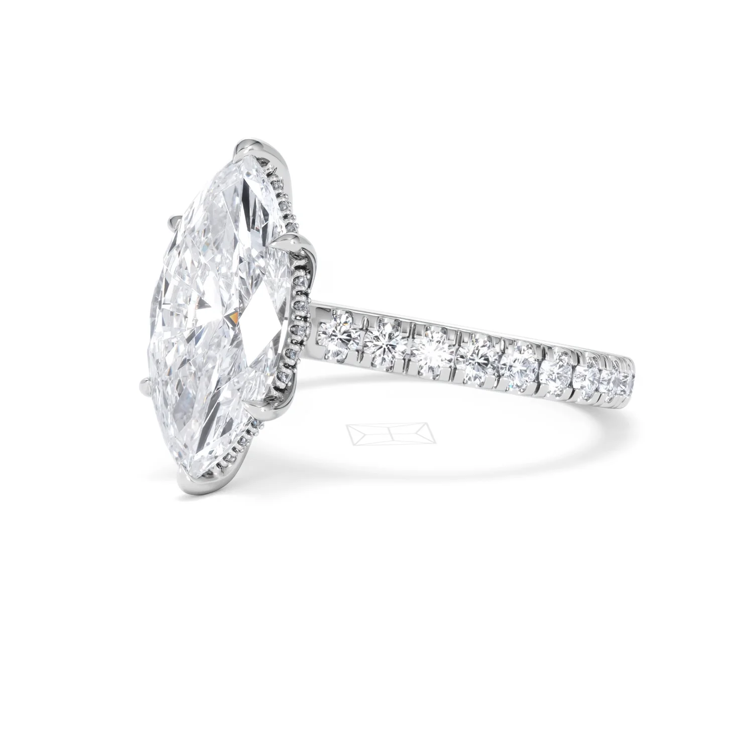 Amora Marquise 3.36ct Hidden Halo Lab Diamond Engagement Ring With Side Stones Set in Platinum - Image 79