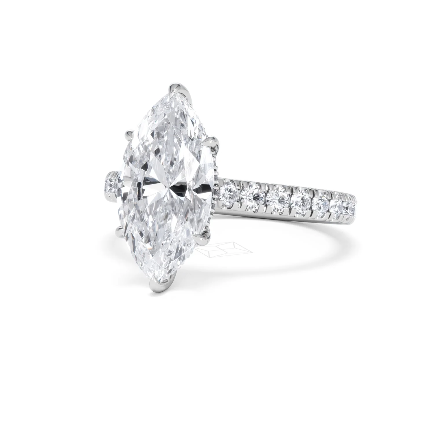 Amora Marquise 3.36ct Hidden Halo Lab Diamond Engagement Ring With Side Stones Set in Platinum - Image 83