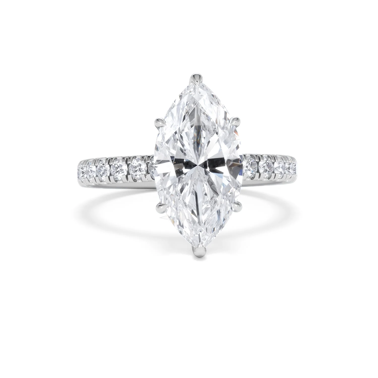 Amora Marquise 3.36ct Hidden Halo Lab Diamond Engagement Ring With Side Stones Set in Platinum - Image 9