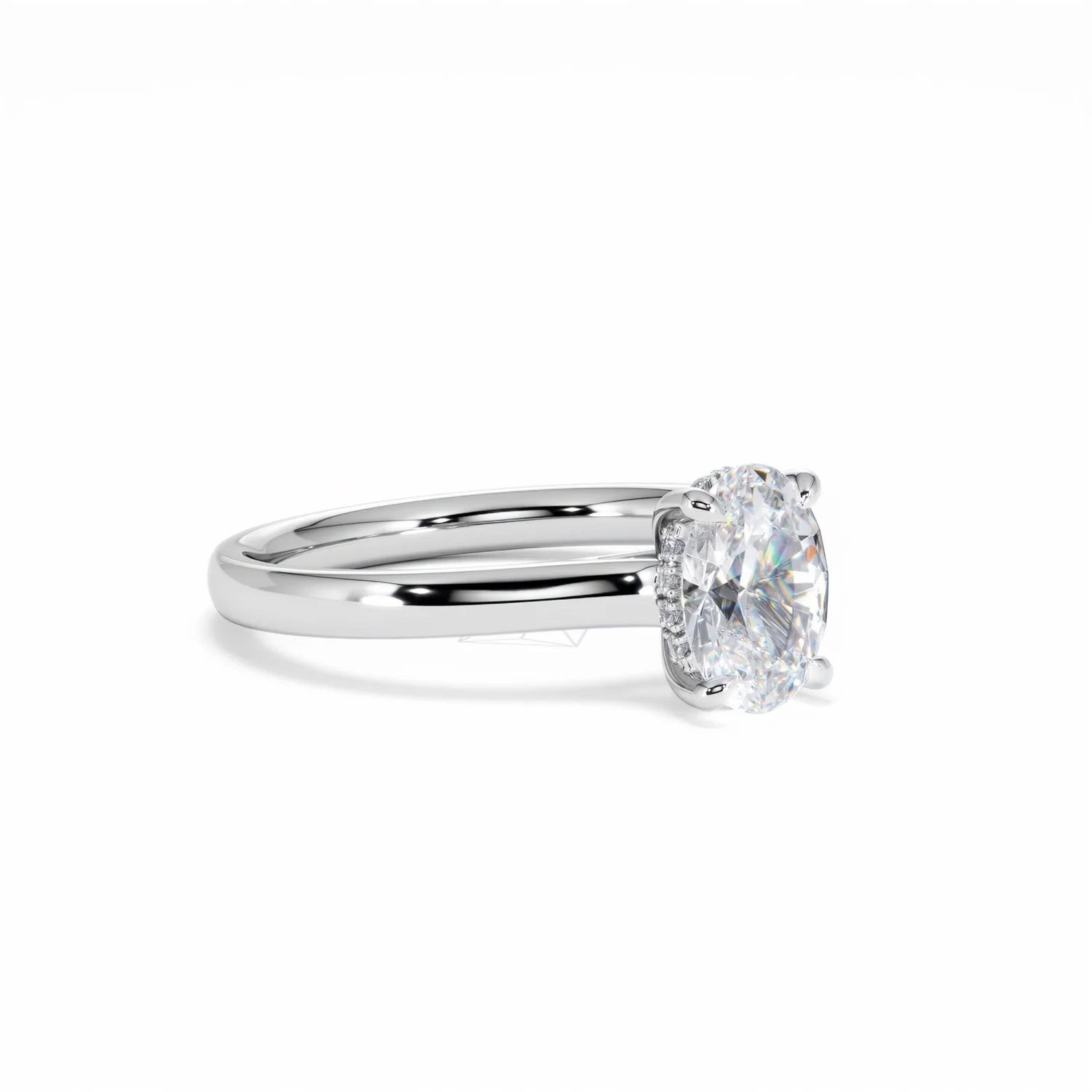 Amora Oval 1.00ct Hidden Halo Diamond Engagement Ring G/VS1 Set in 18K White Gold - Image 18