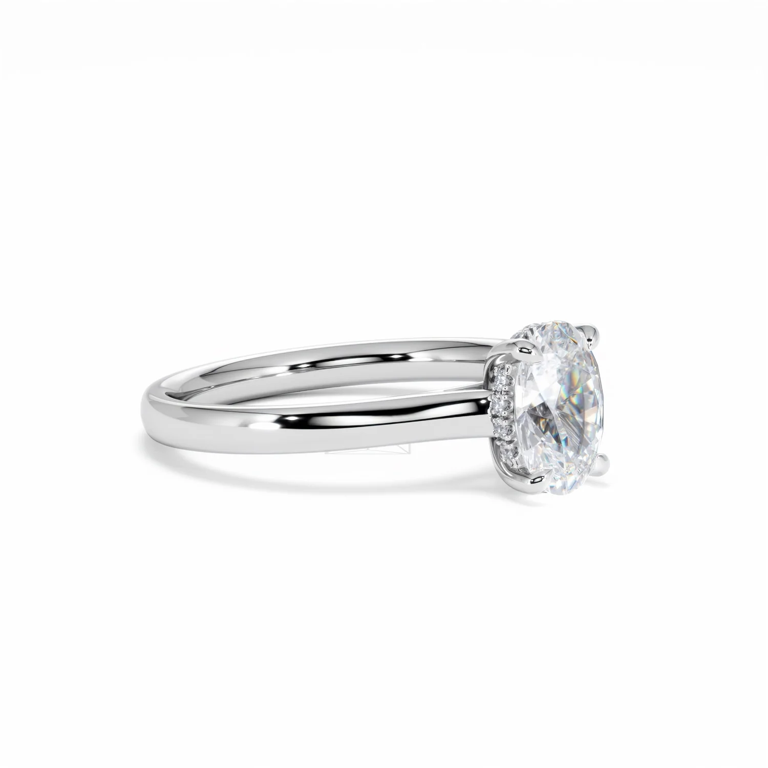 Amora Oval 1.00ct Hidden Halo Diamond Engagement Ring G/VS1 Set in 18K White Gold - Image 20