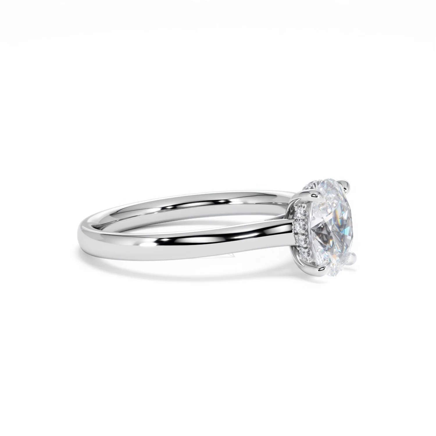Amora Oval 1.00ct Hidden Halo Diamond Engagement Ring G/VS1 Set in 18K White Gold - Image 22
