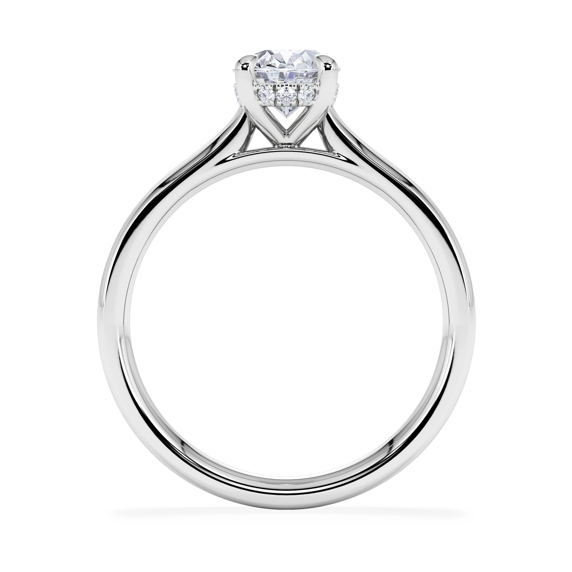 Amora Oval 1.00ct Hidden Halo Diamond Engagement Ring G/VS1 Set in 18K White Gold - Image 3