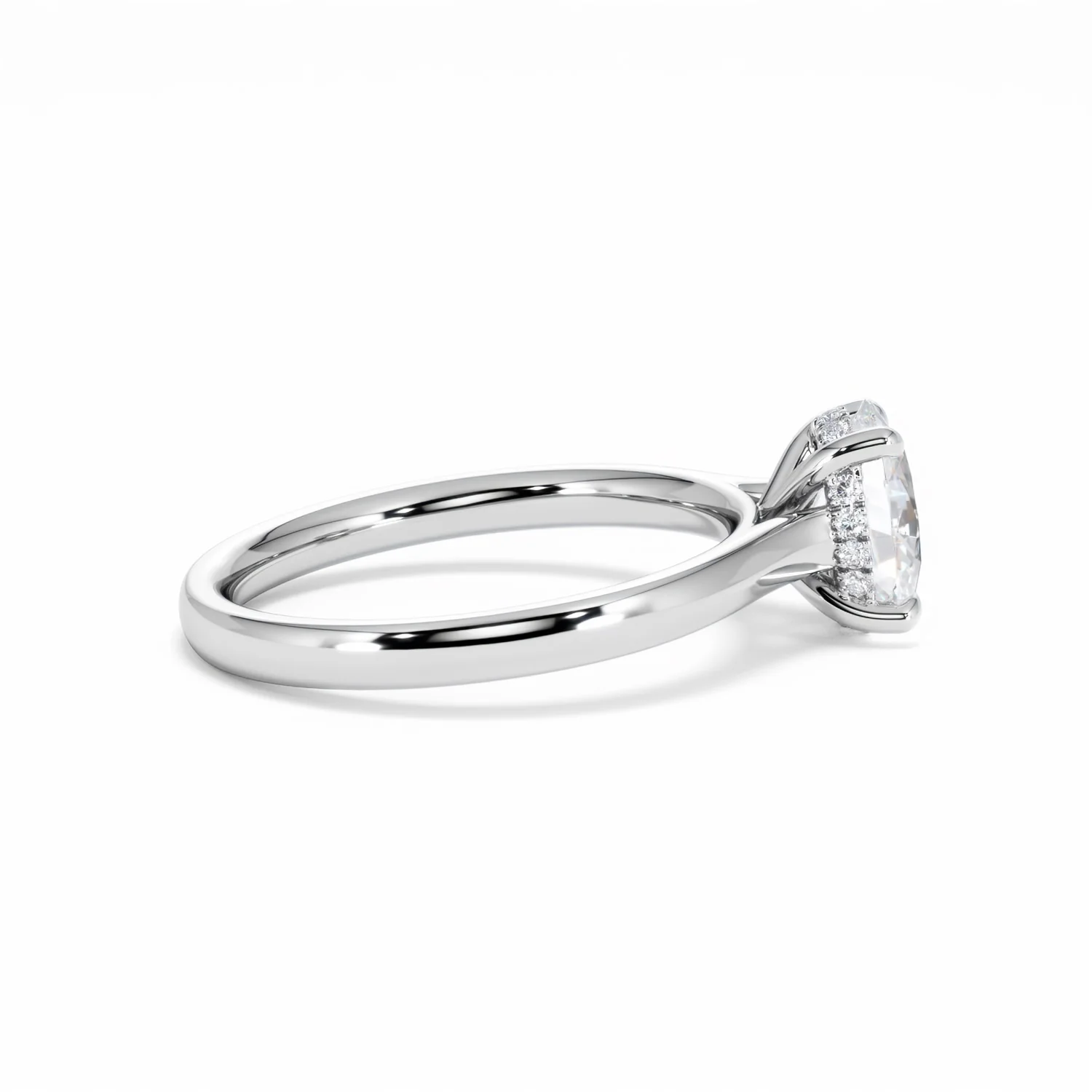 Amora Oval 1.00ct Hidden Halo Diamond Engagement Ring G/VS1 Set in 18K White Gold - Image 31