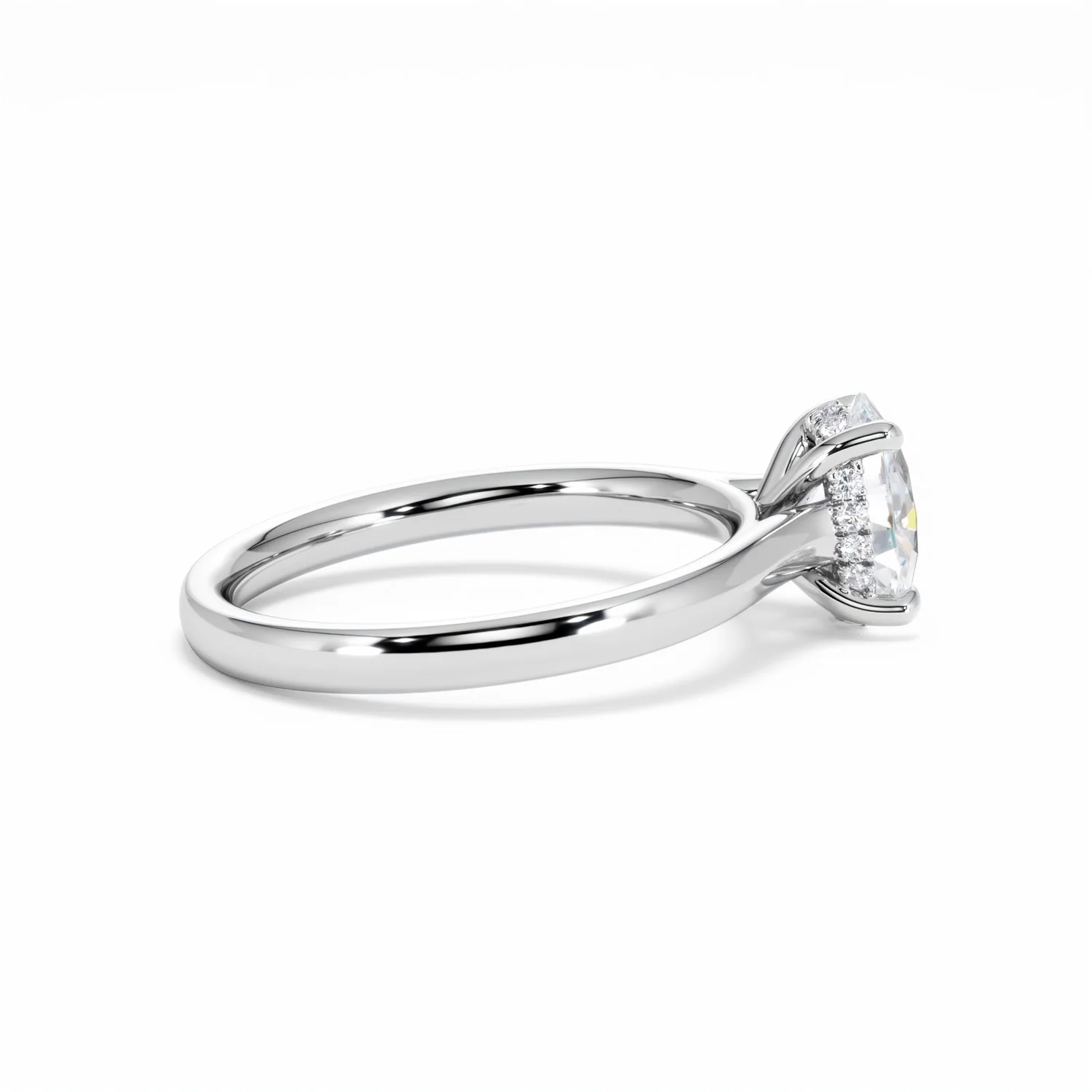 Amora Oval 1.00ct Hidden Halo Diamond Engagement Ring G/VS1 Set in 18K White Gold - Image 32