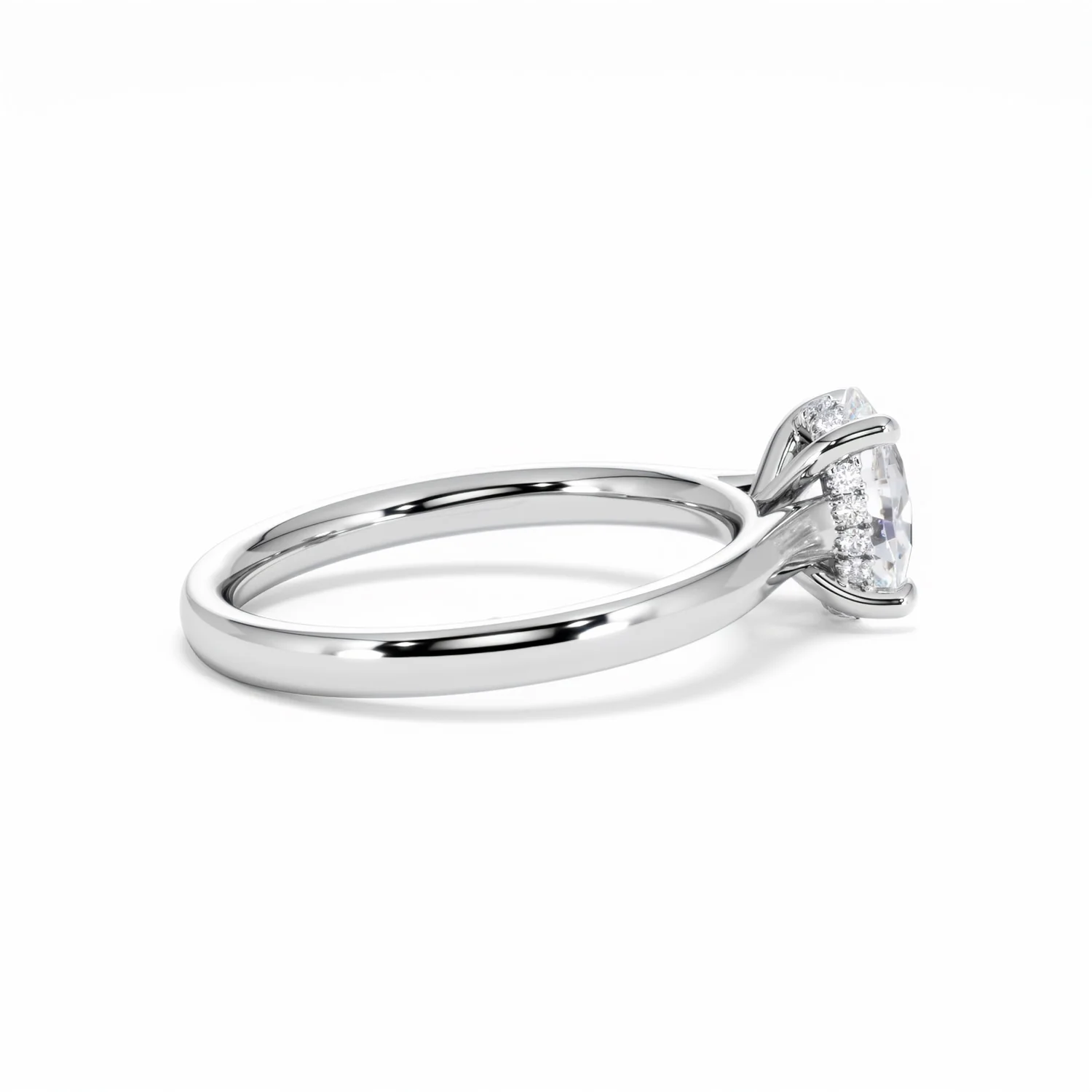 Amora Oval 1.00ct Hidden Halo Diamond Engagement Ring G/VS1 Set in 18K White Gold - Image 33