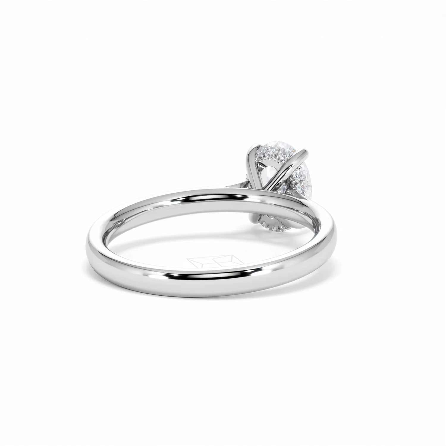 Amora Oval 1.00ct Hidden Halo Diamond Engagement Ring G/VS1 Set in 18K White Gold - Image 44