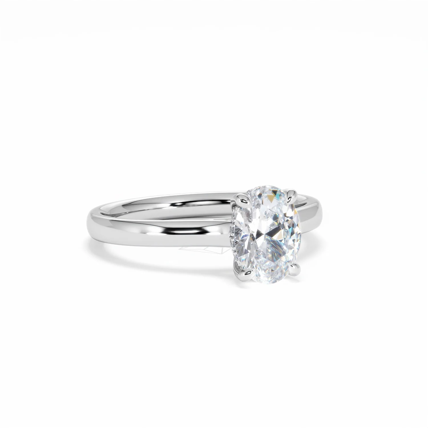 Amora Oval 1.00ct Hidden Halo Diamond Engagement Ring G/VS1 Set in Platinum - Image 15