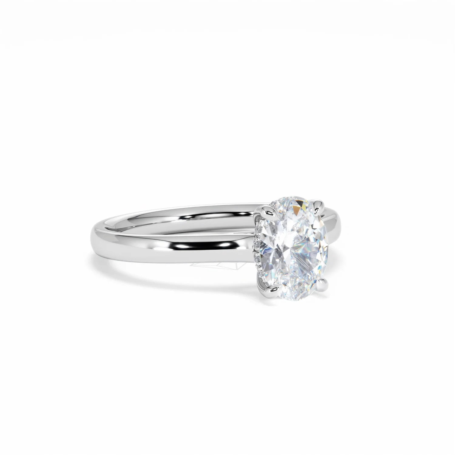 Amora Oval 1.00ct Hidden Halo Diamond Engagement Ring G/VS1 Set in Platinum - Image 16