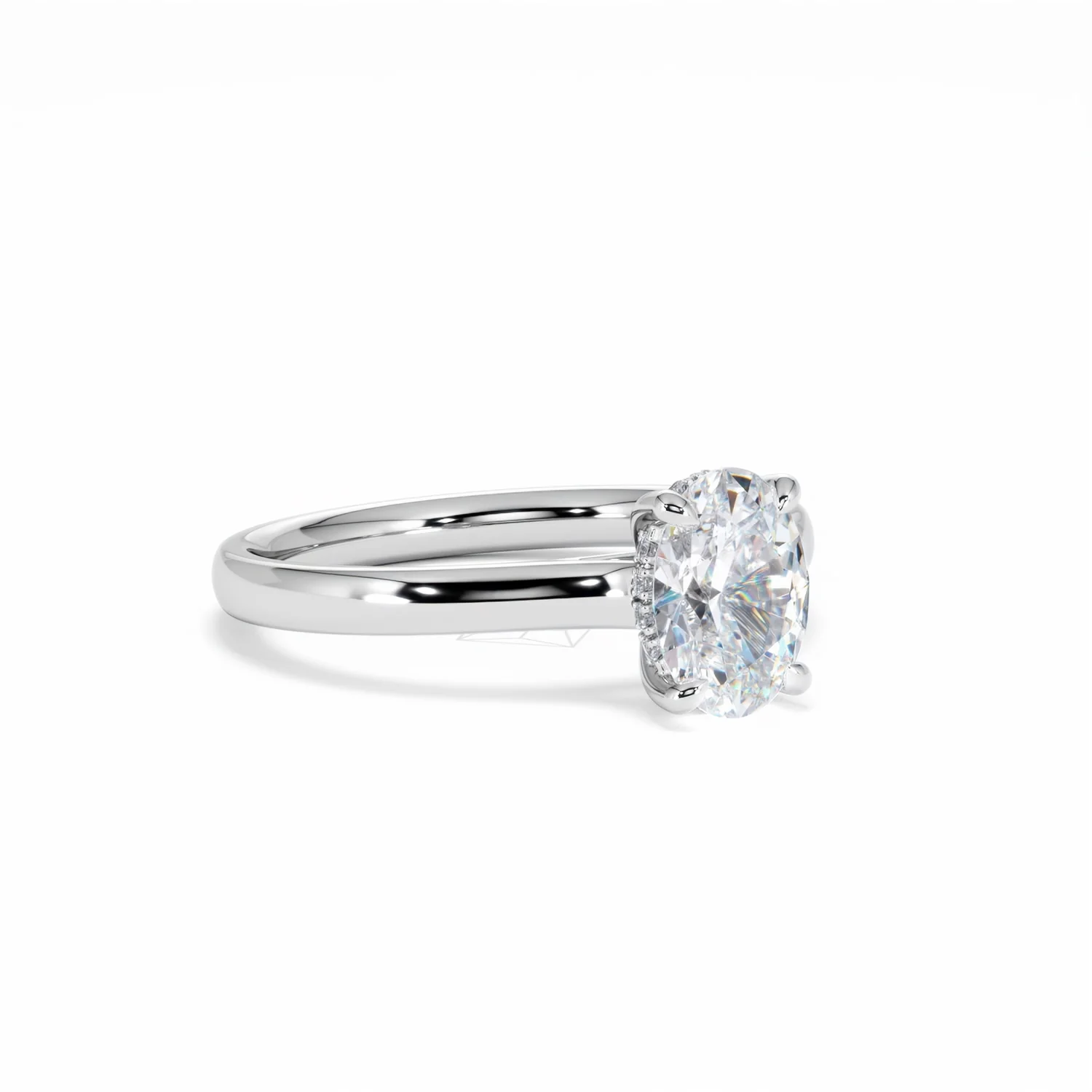 Amora Oval 1.00ct Hidden Halo Diamond Engagement Ring G/VS1 Set in Platinum - Image 17
