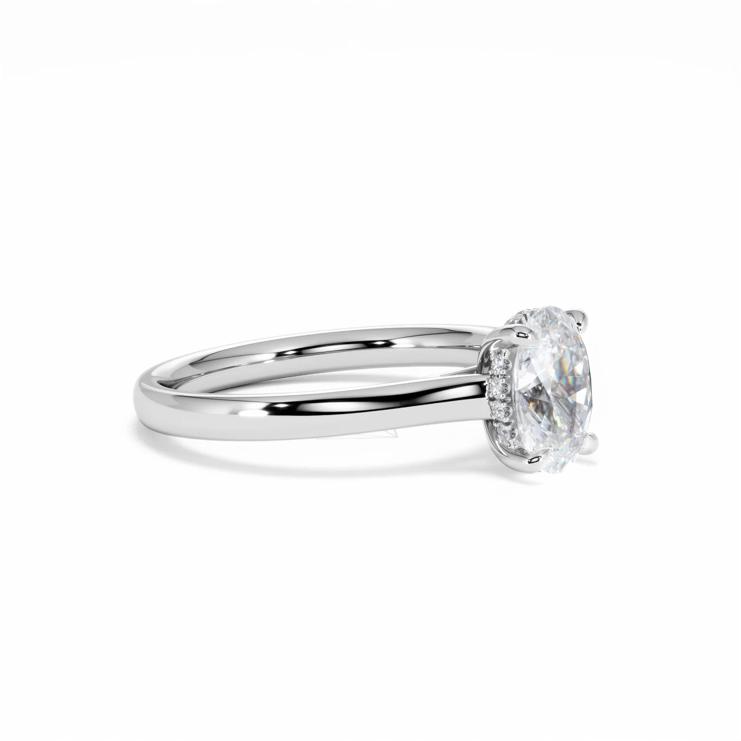 Amora Oval 1.00ct Hidden Halo Diamond Engagement Ring G/VS1 Set in Platinum - Image 21