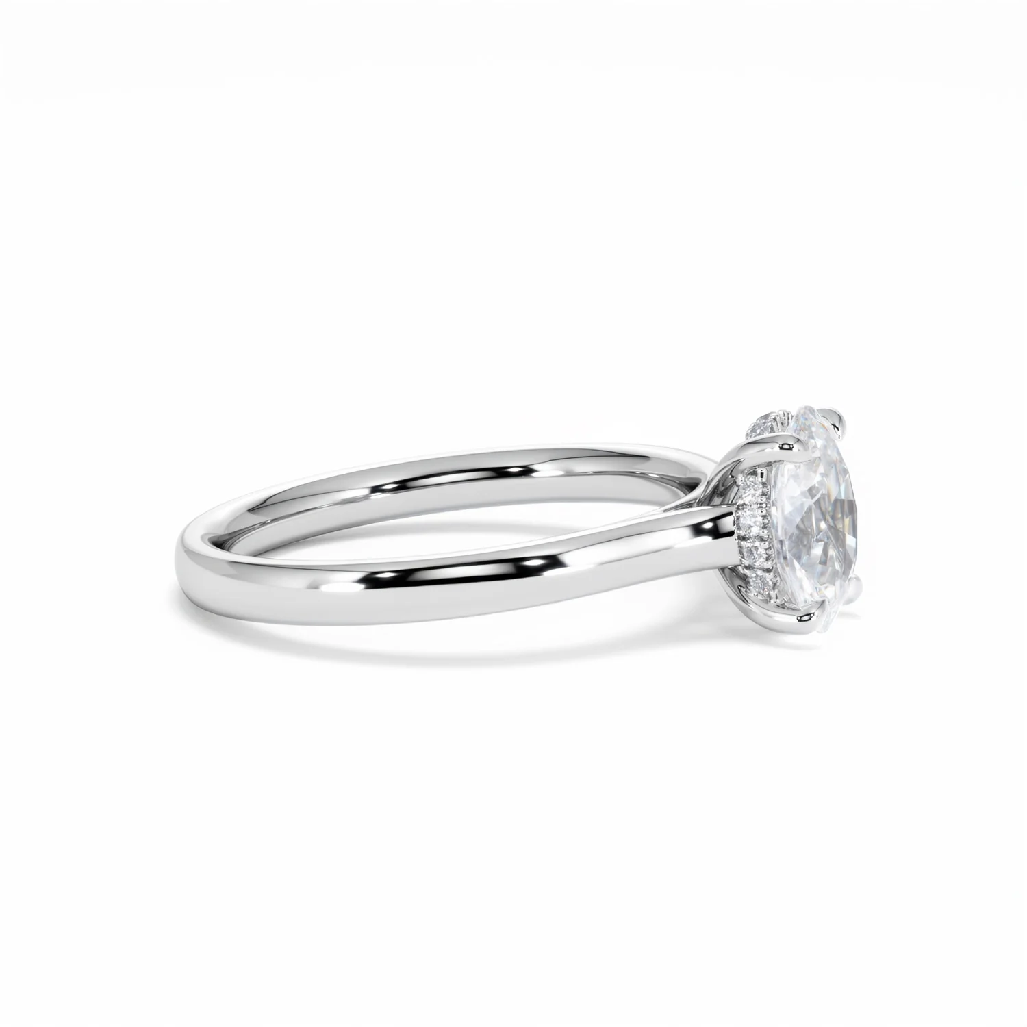 Amora Oval 1.00ct Hidden Halo Diamond Engagement Ring G/VS1 Set in Platinum - Image 25