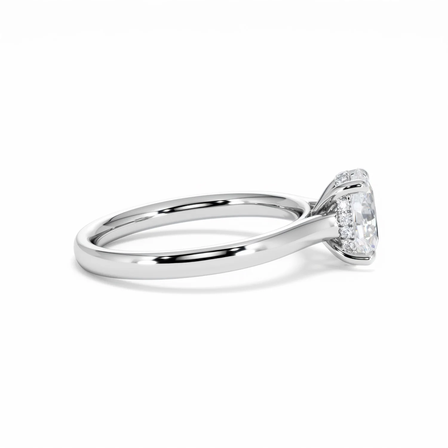 Amora Oval 1.00ct Hidden Halo Diamond Engagement Ring G/VS1 Set in Platinum - Image 29