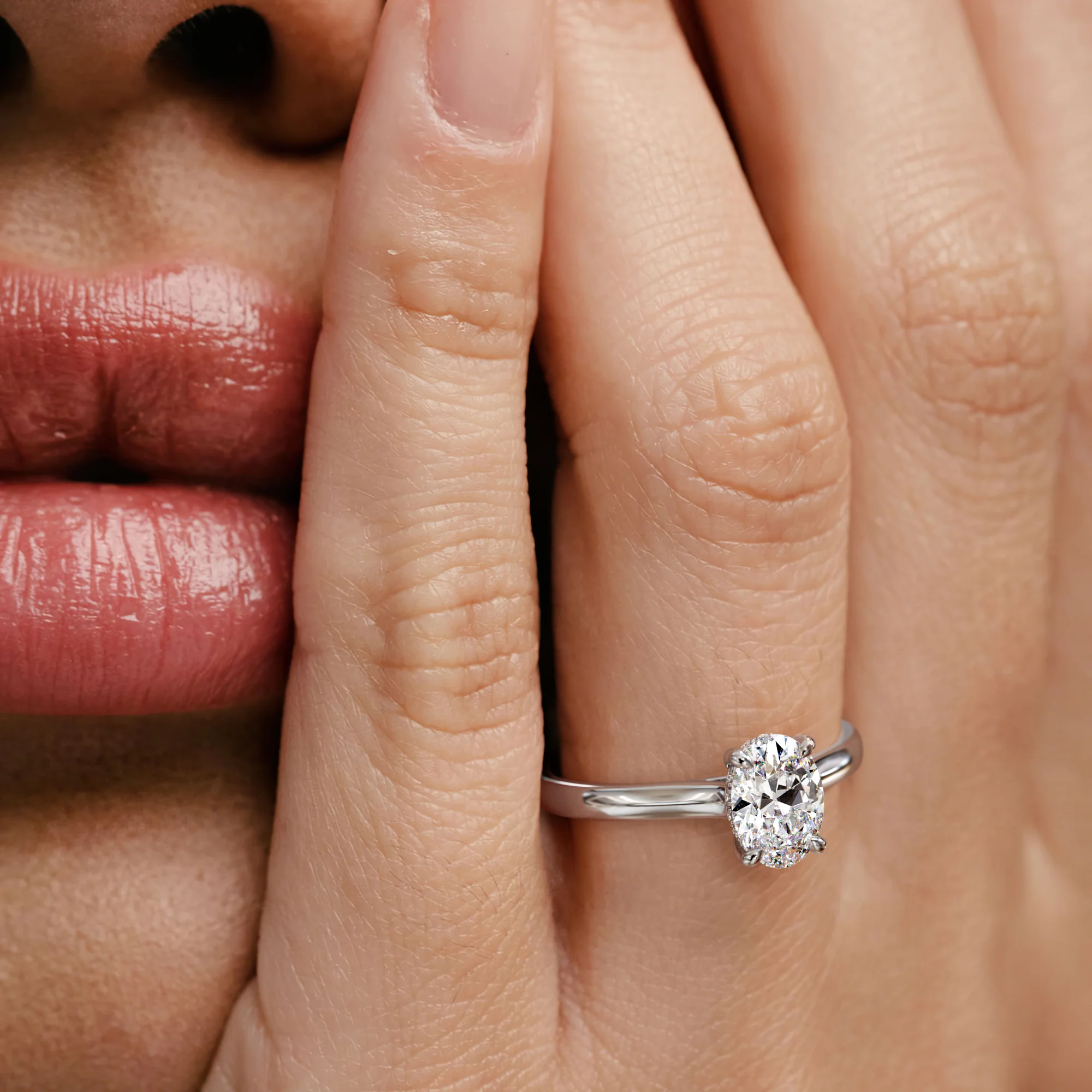Amora Oval 1.00ct Hidden Halo Diamond Engagement Ring G/VS1 Set in Platinum - Image 4