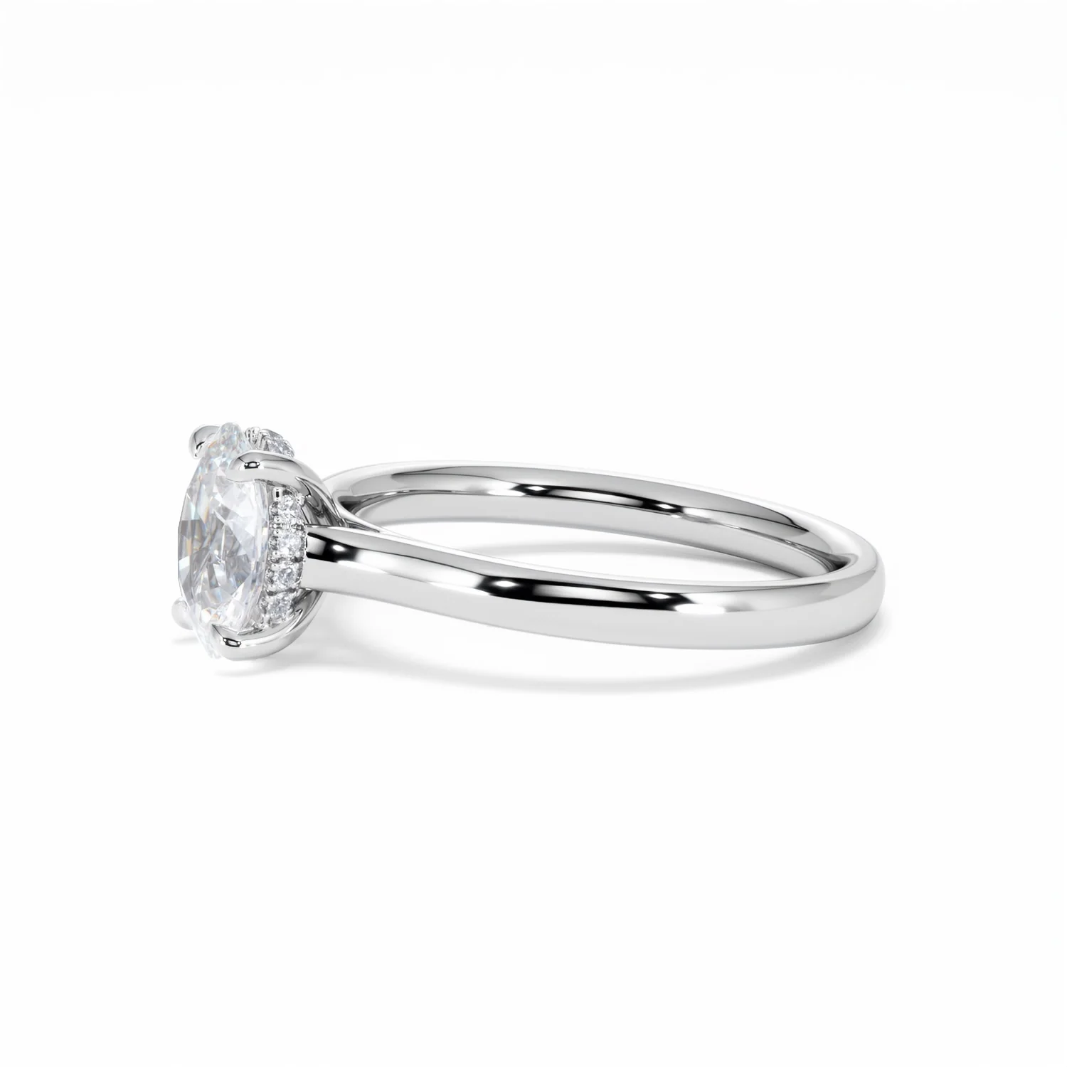 Amora Oval 1.00ct Hidden Halo Diamond Engagement Ring G/VS1 Set in Platinum - Image 75