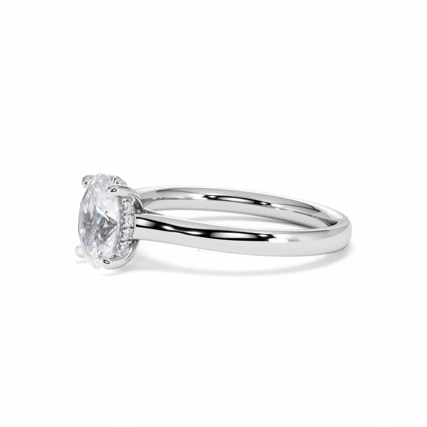 Amora Oval 1.00ct Hidden Halo Diamond Engagement Ring G/VS1 Set in Platinum - Image 77