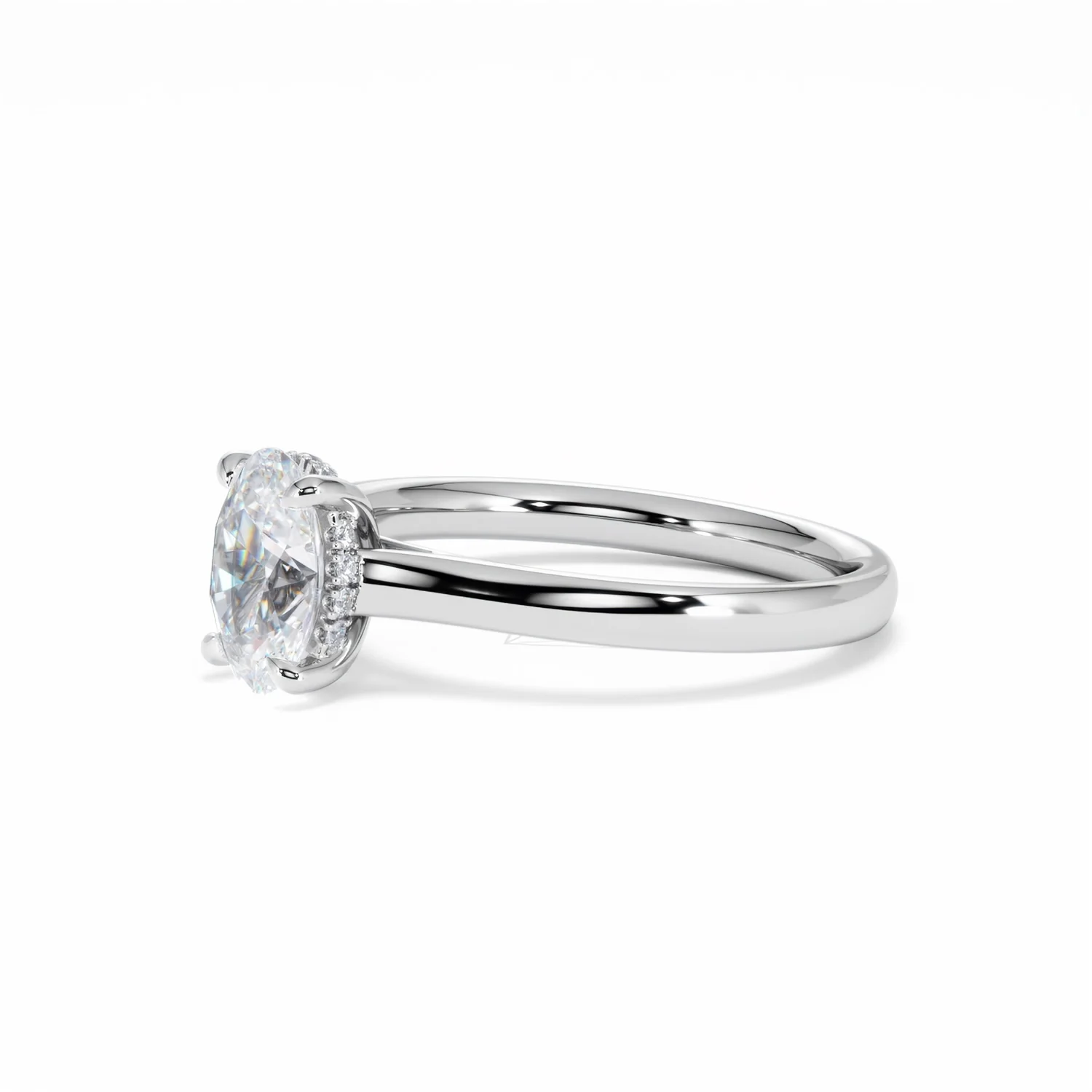 Amora Oval 1.00ct Hidden Halo Diamond Engagement Ring G/VS1 Set in Platinum - Image 78