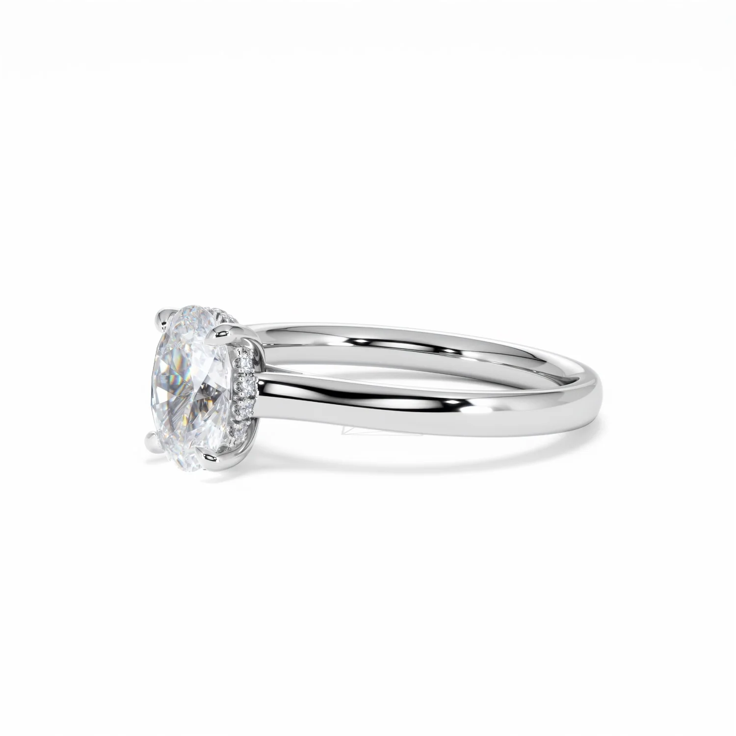 Amora Oval 1.00ct Hidden Halo Diamond Engagement Ring G/VS1 Set in Platinum - Image 79