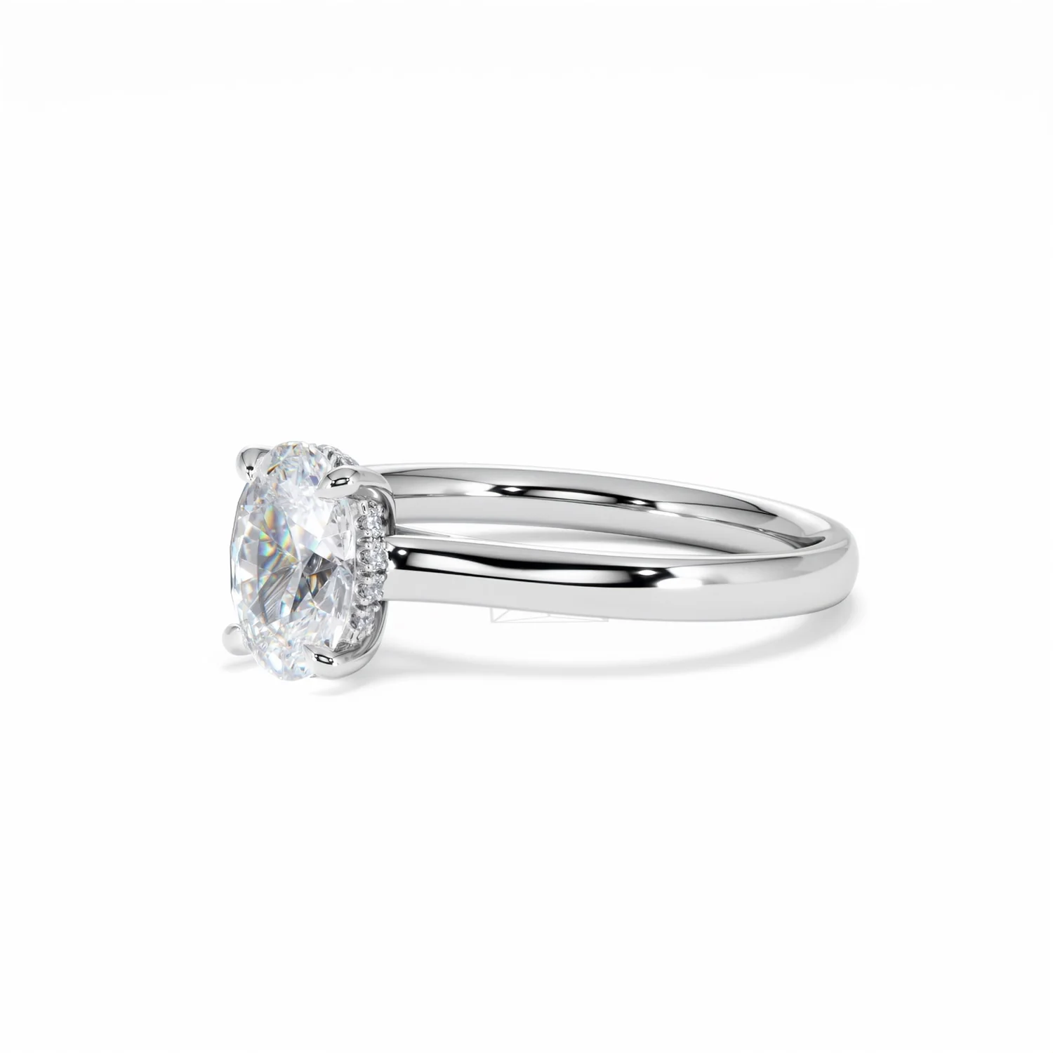 Amora Oval 1.00ct Hidden Halo Diamond Engagement Ring G/VS1 Set in Platinum - Image 80