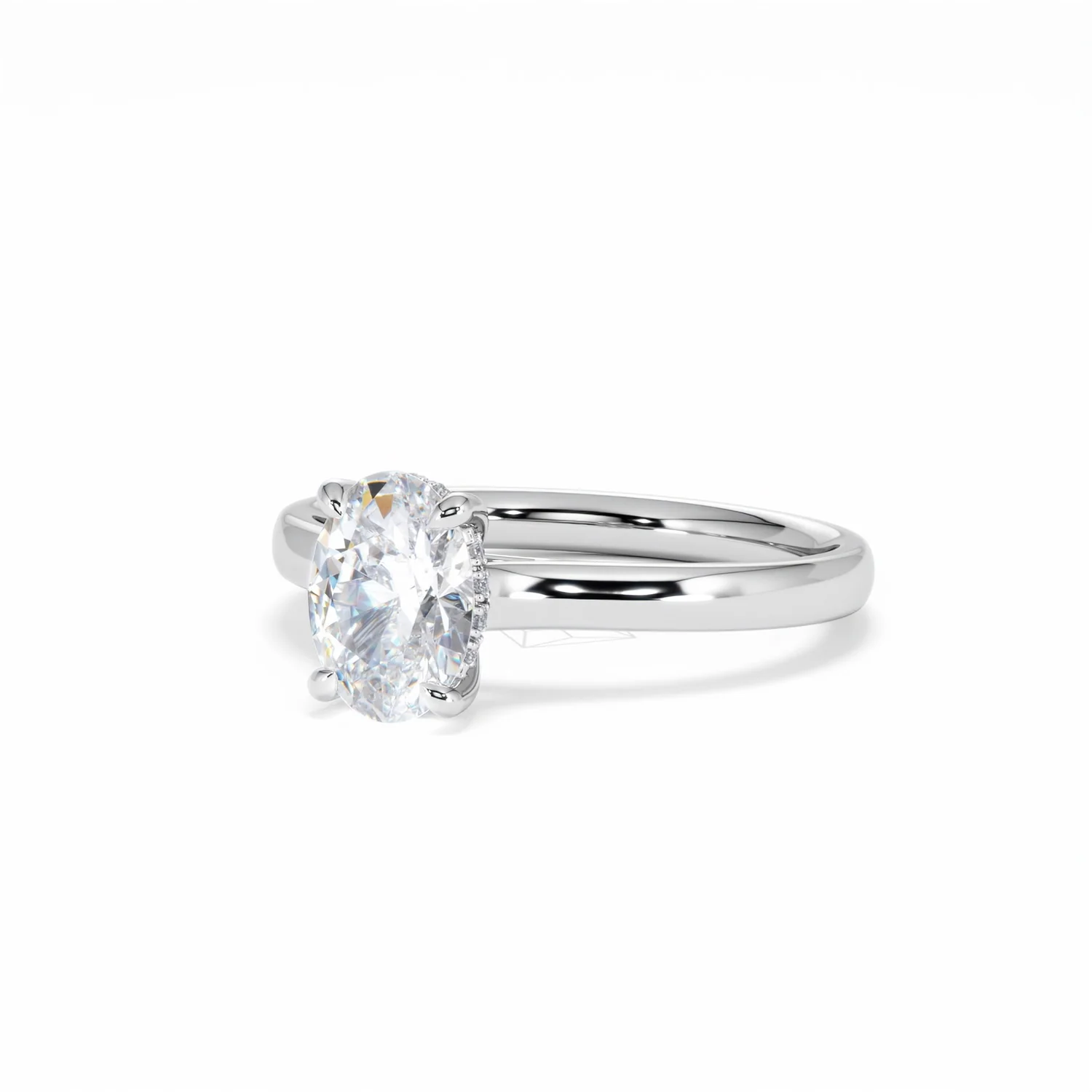 Amora Oval 1.00ct Hidden Halo Diamond Engagement Ring G/VS1 Set in Platinum - Image 84