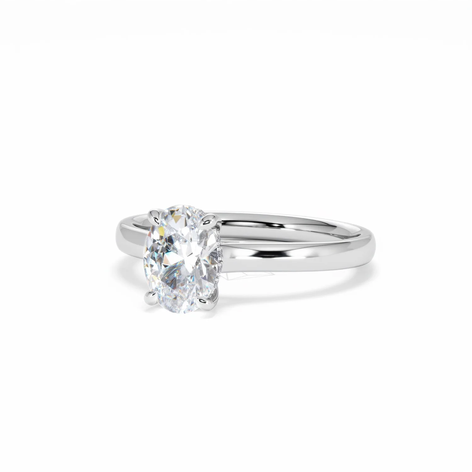 Amora Oval 1.00ct Hidden Halo Diamond Engagement Ring G/VS1 Set in Platinum - Image 85