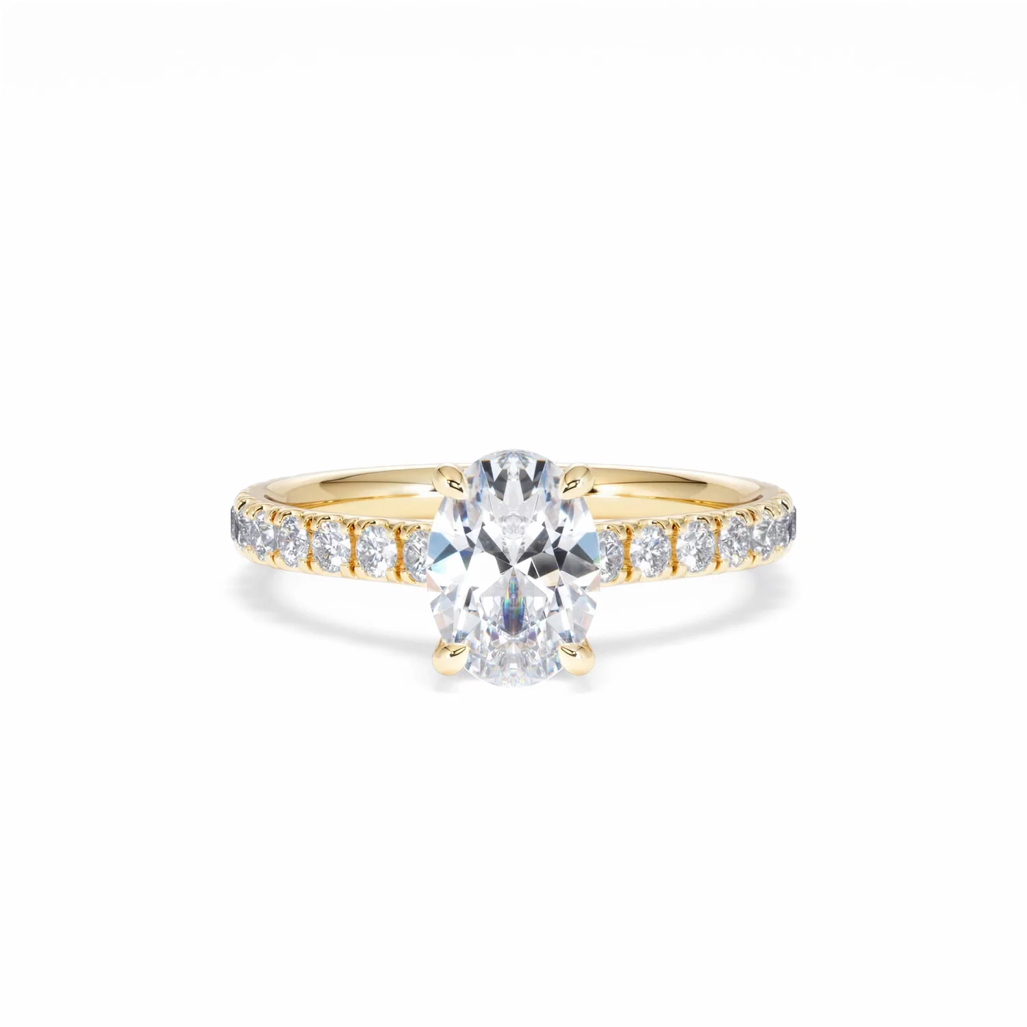 Amora Oval 1.00ct Hidden Halo Diamond Engagement Ring With Side Stones Set in 18K Gold - Image 10