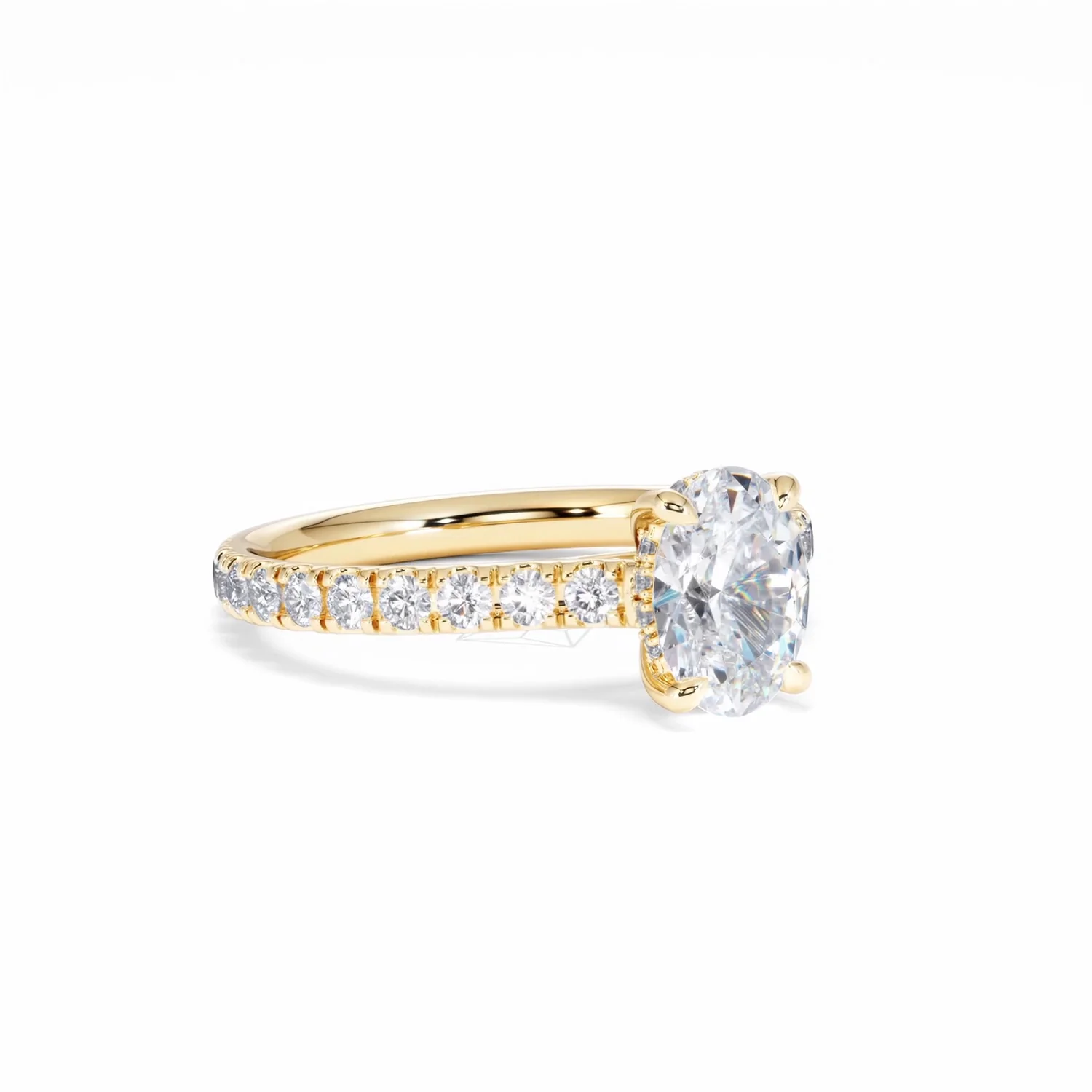 Amora Oval 1.00ct Hidden Halo Diamond Engagement Ring With Side Stones Set in 18K Gold - Image 17