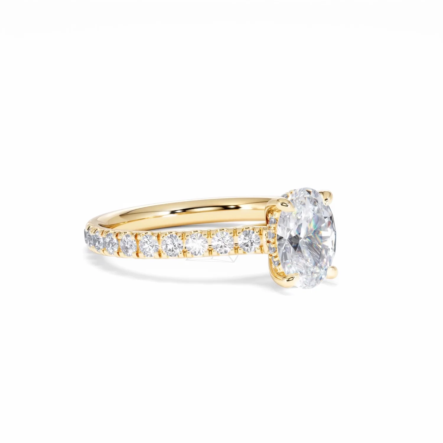 Amora Oval 1.00ct Hidden Halo Diamond Engagement Ring With Side Stones Set in 18K Gold - Image 18